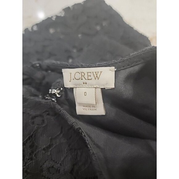 J. Crew Dress Mini Black Lace Overlay Sheath 3/4 Lace Sleeve Women's 0 - Picture 8 of 8